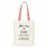 Tote Bag Premium - Diane est trop Géniale - 2 Coloris - Cadeau Durable - Cadeau Personnalisable - Cadeaux-Positifs.com -Unique-Bleu-