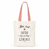 Tote Bag Premium - Fatou est trop Géniale - 2 Coloris - Cadeau Durable - Cadeau Personnalisable - Cadeaux-Positifs.com -Unique-Bleu-
