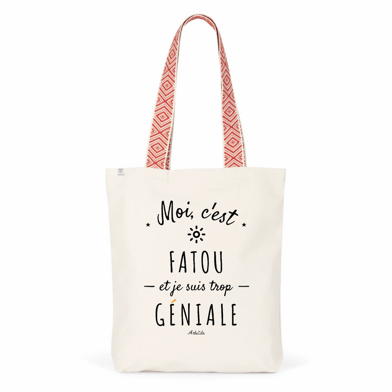 Cadeau anniversaire : Tote Bag Premium - Fatou est trop Géniale - 2 Coloris - Cadeau Durable - Cadeau Personnalisable - Cadeaux-Positifs.com -Unique-Rouge-