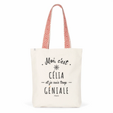 Tote Bag Premium - Célia est trop Géniale - 2 Coloris - Cadeau Durable - Cadeau Personnalisable - Cadeaux-Positifs.com -Unique-Bleu-