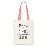 Tote Bag Premium - Simone est trop Géniale - 2 Coloris - Cadeau Durable - Cadeau Personnalisable - Cadeaux-Positifs.com -Unique-Bleu-