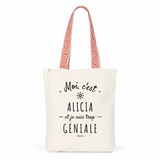 Tote Bag Premium - Alicia est trop Géniale - 2 Coloris - Cadeau Durable - Cadeau Personnalisable - Cadeaux-Positifs.com -Unique-Bleu-