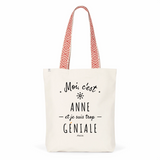 Tote Bag Premium - Anne est trop Géniale - 2 Coloris - Cadeau Durable - Cadeau Personnalisable - Cadeaux-Positifs.com -Unique-Bleu-