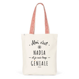 Tote Bag Premium - Nadia est trop Géniale - 2 Coloris - Cadeau Durable - Cadeau Personnalisable - Cadeaux-Positifs.com -Unique-Bleu-