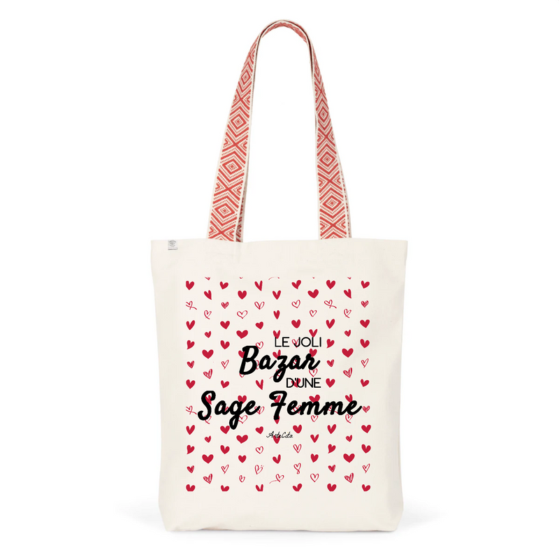 Cadeau anniversaire : Tote Bag Premium - Le joli Bazar d'une Sage Femme - 2 Coloris - Durable - Cadeau Personnalisable - Cadeaux-Positifs.com -Unique-Rouge-