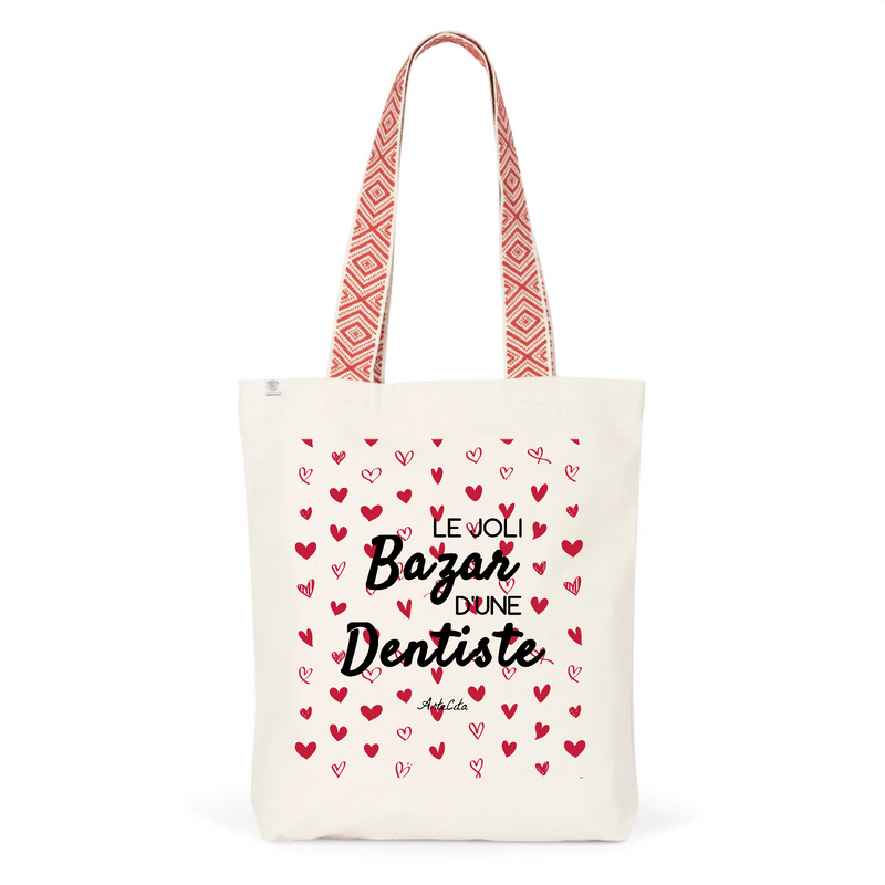 Cadeau anniversaire : Tote Bag Premium - Le joli Bazar d'une Dentiste - 2 Coloris - Durable - Cadeau Personnalisable - Cadeaux-Positifs.com -Unique-Rouge-