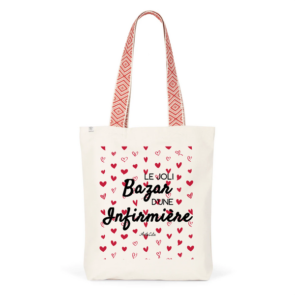 Tote Bag Premium - Le joli Bazar d'une Infirmière - 2 Coloris - Durable - Cadeau Personnalisable - Cadeaux-Positifs.com -Unique-Rouge-