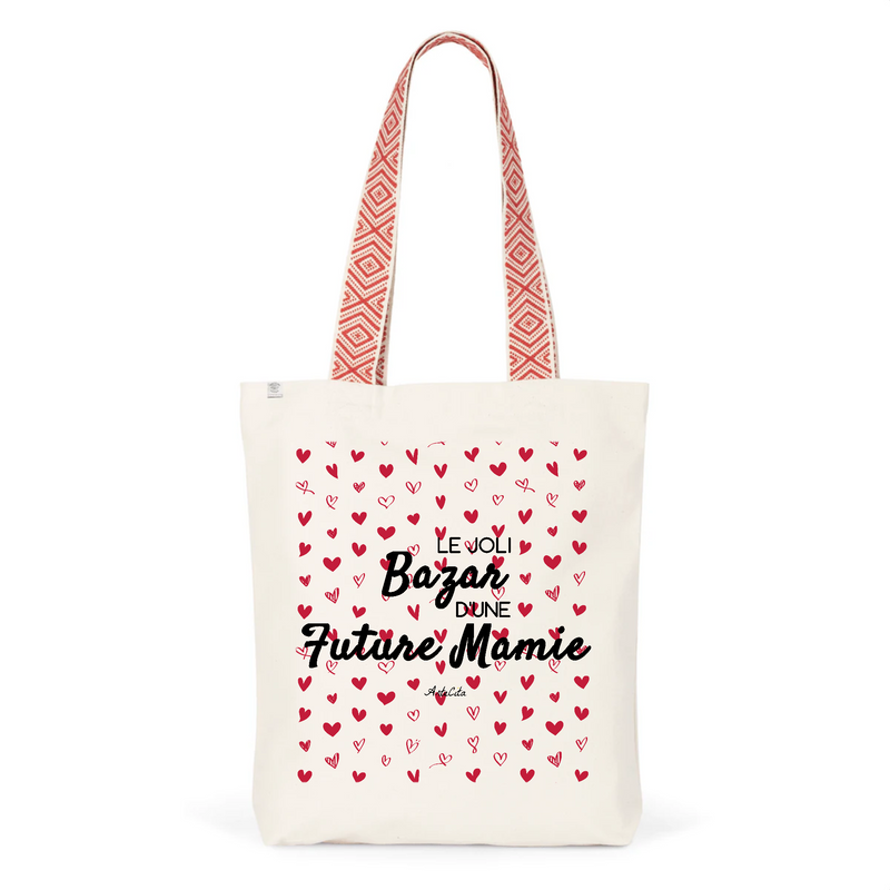 Cadeau anniversaire : Tote Bag Premium - Le joli Bazar d'une Future Mamie - 2 Coloris - Durable - Cadeau Personnalisable - Cadeaux-Positifs.com -Unique-Rouge-