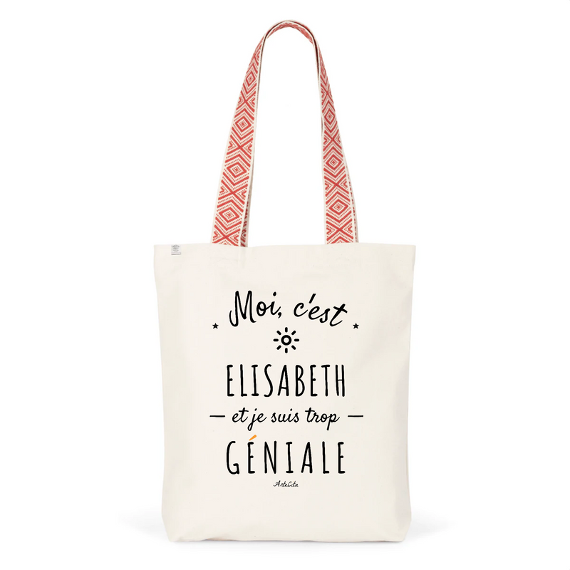Cadeau anniversaire : Tote Bag Premium - Elisabeth est trop Géniale - 2 Coloris - Durable - Cadeau Personnalisable - Cadeaux-Positifs.com -Unique-Rouge-