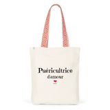 Tote Bag Premium - Puéricultrice d'amour - 2 Coloris - Cadeau Durable - Cadeau Personnalisable - Cadeaux-Positifs.com -Unique-Bleu-