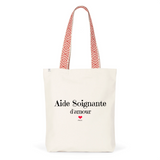 Tote Bag Premium - Aide Soignante d'amour - 2 Coloris - Cadeau Durable - Cadeau Personnalisable - Cadeaux-Positifs.com -Unique-Bleu-
