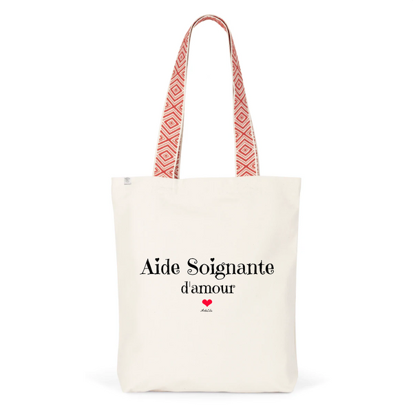 Tote Bag Premium - Aide Soignante d'amour - 2 Coloris - Cadeau Durable - Cadeau Personnalisable - Cadeaux-Positifs.com -Unique-Rouge-