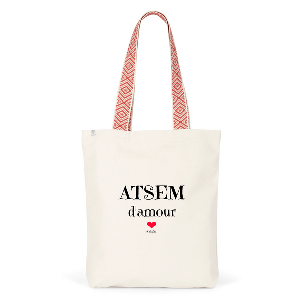 Tote Bag Premium - ATSEM d'amour - 2 Coloris - Cadeau Durable - Cadeau Personnalisable - Cadeaux-Positifs.com -Unique-Rouge-