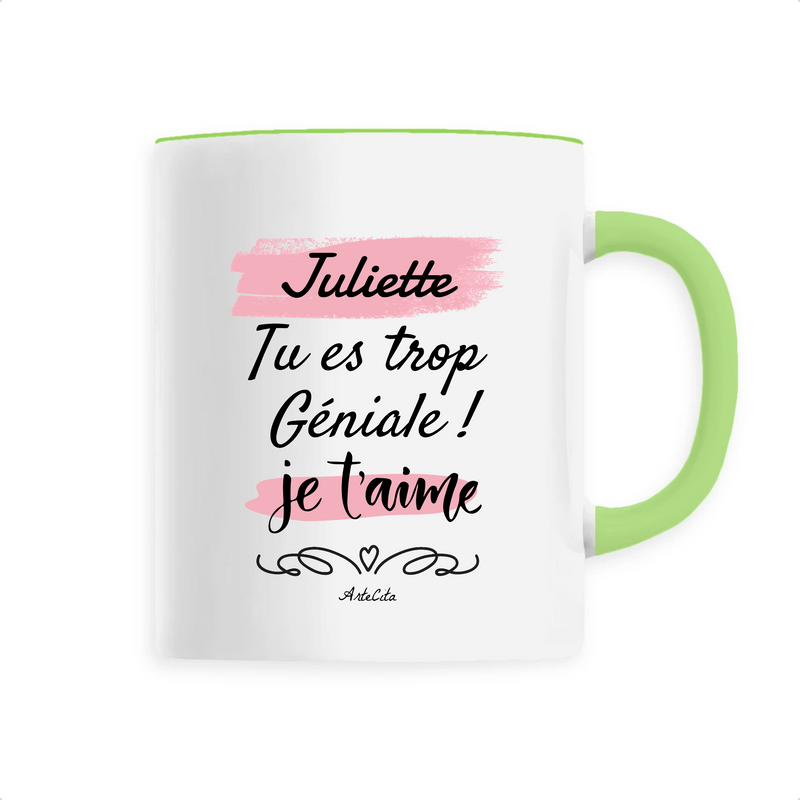 Cadeau anniversaire : Mug - Juliette je t'aime - 6 Coloris - Cadeau Tendre - Cadeau Personnalisable - Cadeaux-Positifs.com -Unique-Vert-