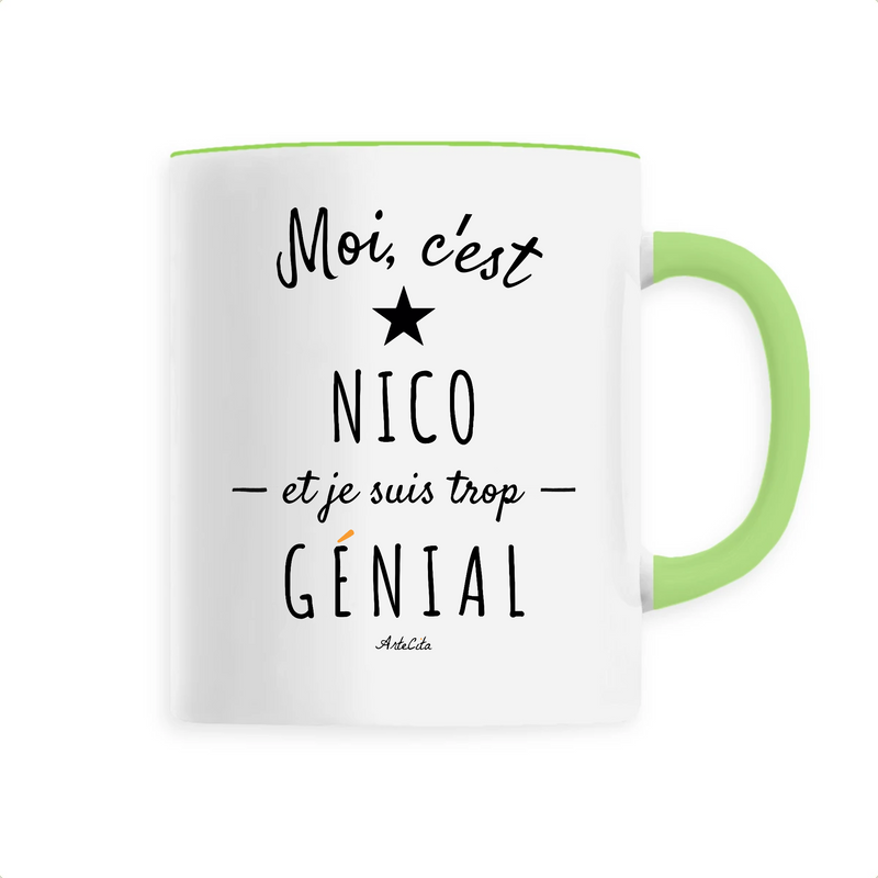 Cadeau anniversaire : Mug - Nico est trop Génial - 6 Coloris - Cadeau Original - Cadeau Personnalisable - Cadeaux-Positifs.com -Unique-Vert-
