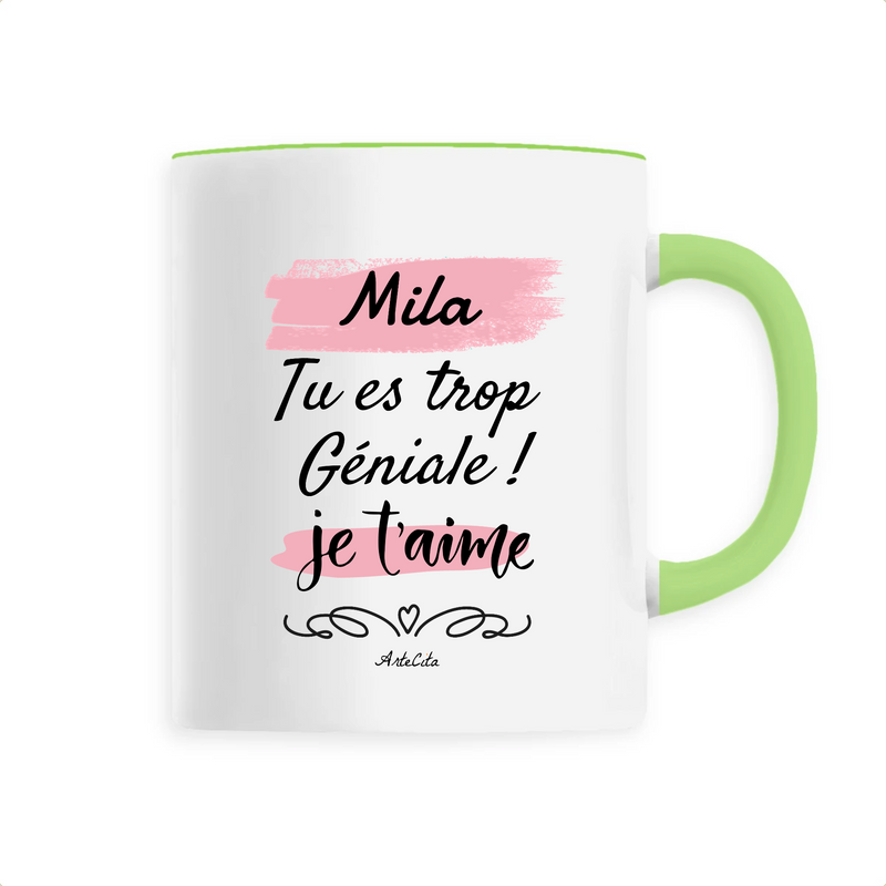 Cadeau anniversaire : Mug - Mila je t'aime - 6 Coloris - Cadeau Tendre & Original - Cadeau Personnalisable - Cadeaux-Positifs.com -Unique-Vert-