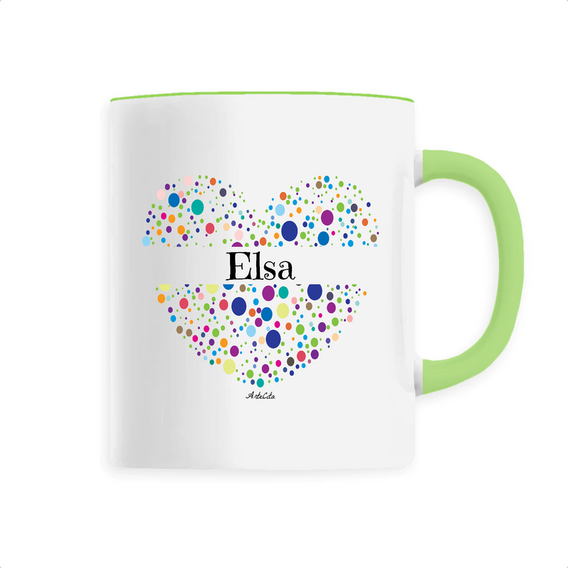 Cadeau anniversaire : Mug - Elsa (Coeur) - 6 Coloris - Cadeau Unique & Tendre - Cadeau Personnalisable - Cadeaux-Positifs.com -Unique-Vert-