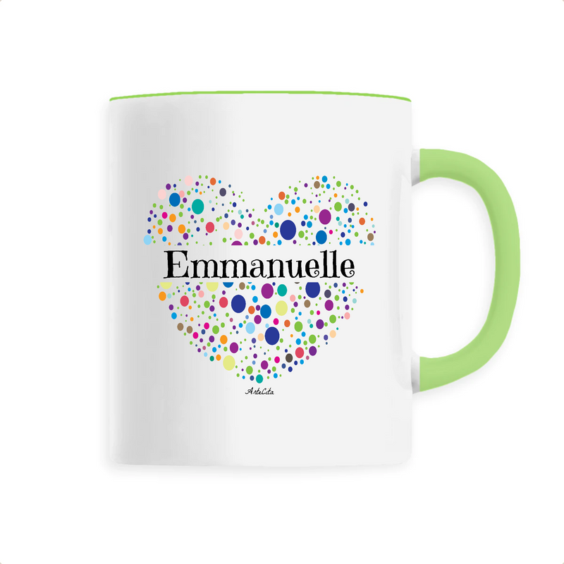 Cadeau anniversaire : Mug - Emmanuelle (Coeur) - 6 Coloris - Cadeau Unique & Tendre - Cadeau Personnalisable - Cadeaux-Positifs.com -Unique-Vert-