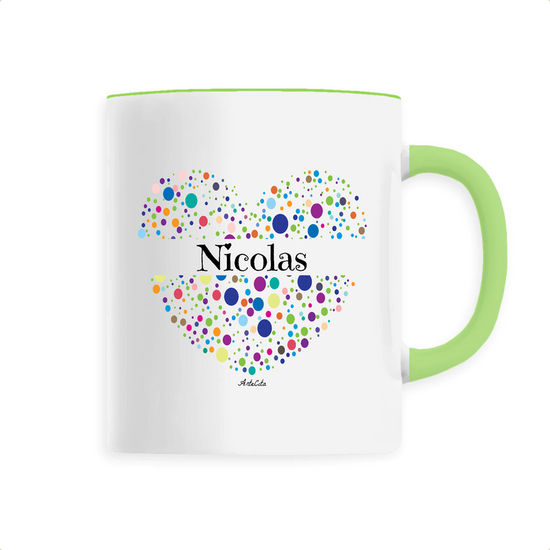 Cadeau anniversaire : Mug - Nicolas (Coeur) - 6 Coloris - Cadeau Unique & Tendre - Cadeau Personnalisable - Cadeaux-Positifs.com -Unique-Vert-