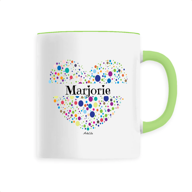 Cadeau anniversaire : Mug - Marjorie (Coeur) - 6 Coloris - Cadeau Unique & Tendre - Cadeau Personnalisable - Cadeaux-Positifs.com -Unique-Vert-
