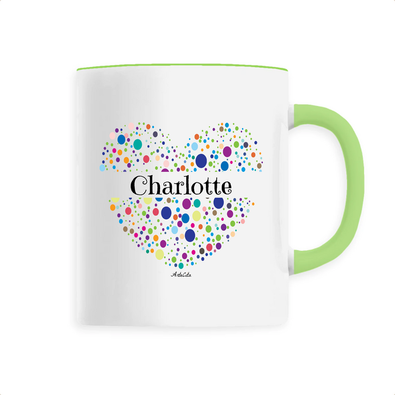 Cadeau anniversaire : Mug - Charlotte (Coeur) - 6 Coloris - Cadeau Unique & Tendre - Cadeau Personnalisable - Cadeaux-Positifs.com -Unique-Vert-