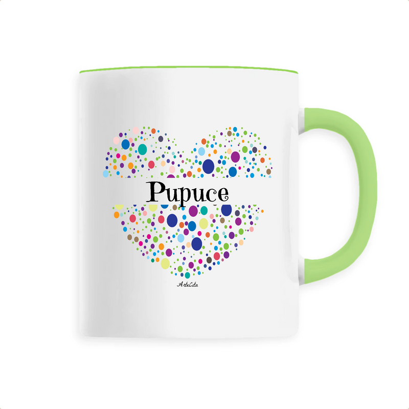 Cadeau anniversaire : Mug - Pupuce (Coeur) - 6 Coloris - Cadeau Unique & Tendre - Cadeau Personnalisable - Cadeaux-Positifs.com -Unique-Vert-
