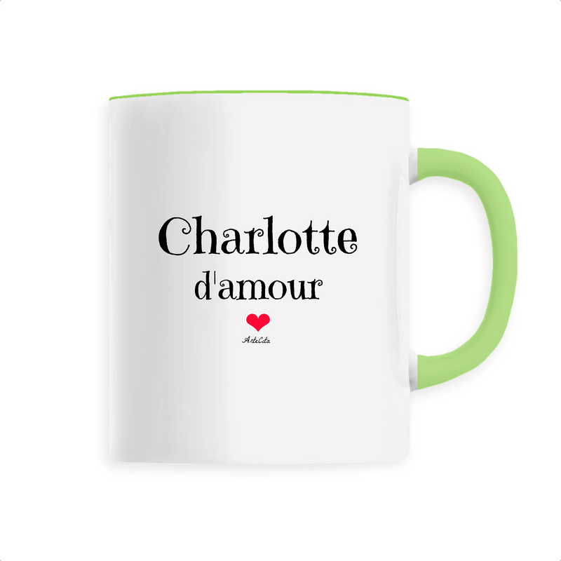 Cadeau anniversaire : Mug - Charlotte d'amour - 6 Coloris - Cadeau Original & Tendre - Cadeau Personnalisable - Cadeaux-Positifs.com -Unique-Vert-