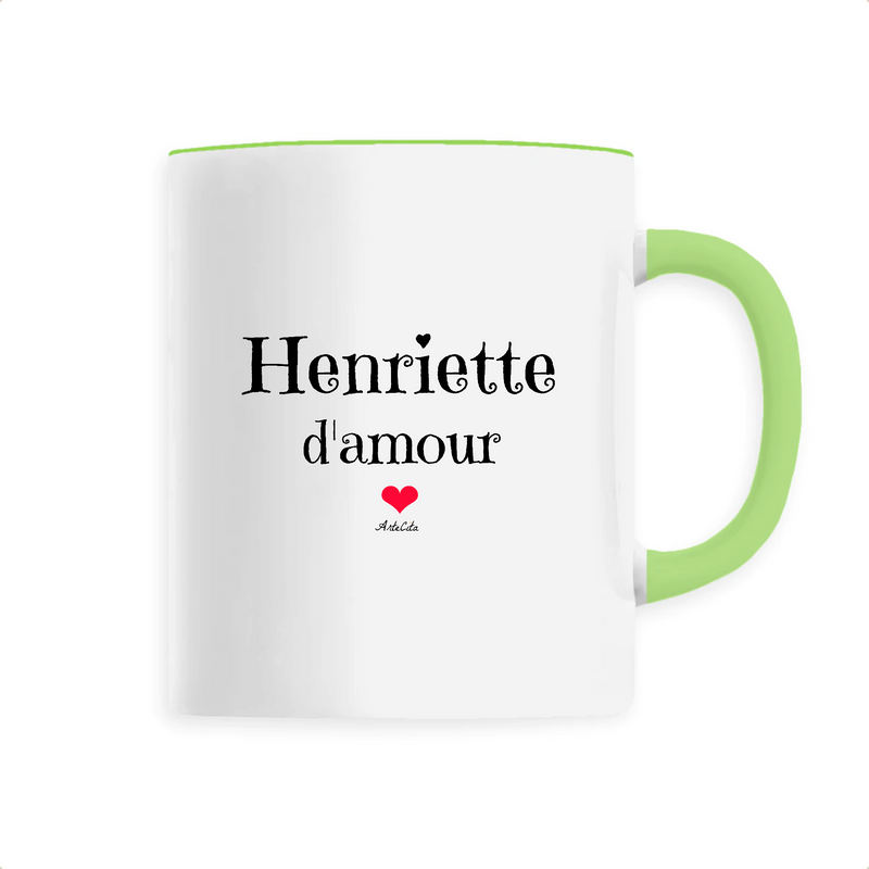 Cadeau anniversaire : Mug - Henriette d'amour - 6 Coloris - Cadeau Original & Tendre - Cadeau Personnalisable - Cadeaux-Positifs.com -Unique-Vert-