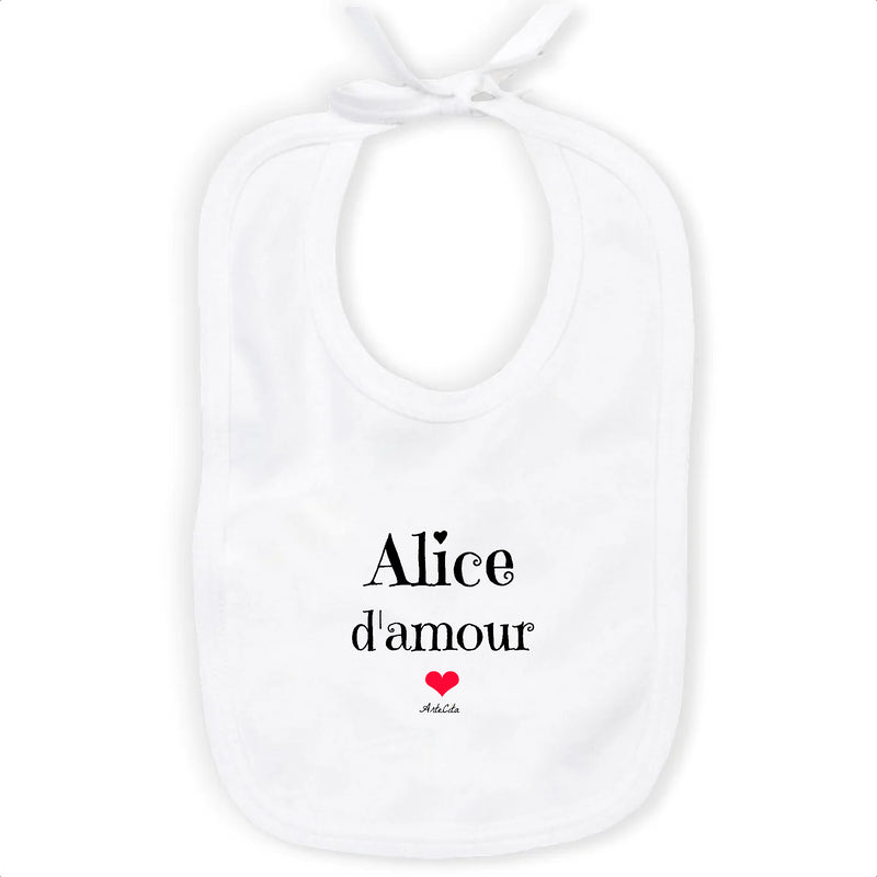 Cadeau anniversaire : Bavoir - Alice d'amour - Coton Bio - Cadeau Original & Tendre - Cadeau Personnalisable - Cadeaux-Positifs.com -Unique-Blanc-