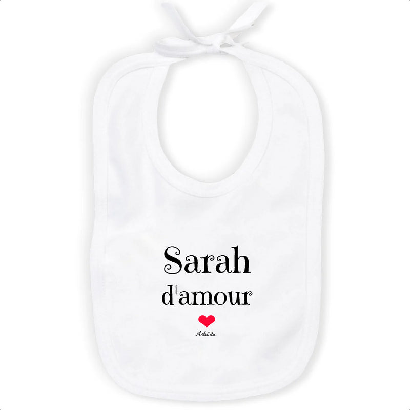 Cadeau anniversaire : Bavoir - Sarah d'amour - Coton Bio - Cadeau Original & Tendre - Cadeau Personnalisable - Cadeaux-Positifs.com -Unique-Blanc-