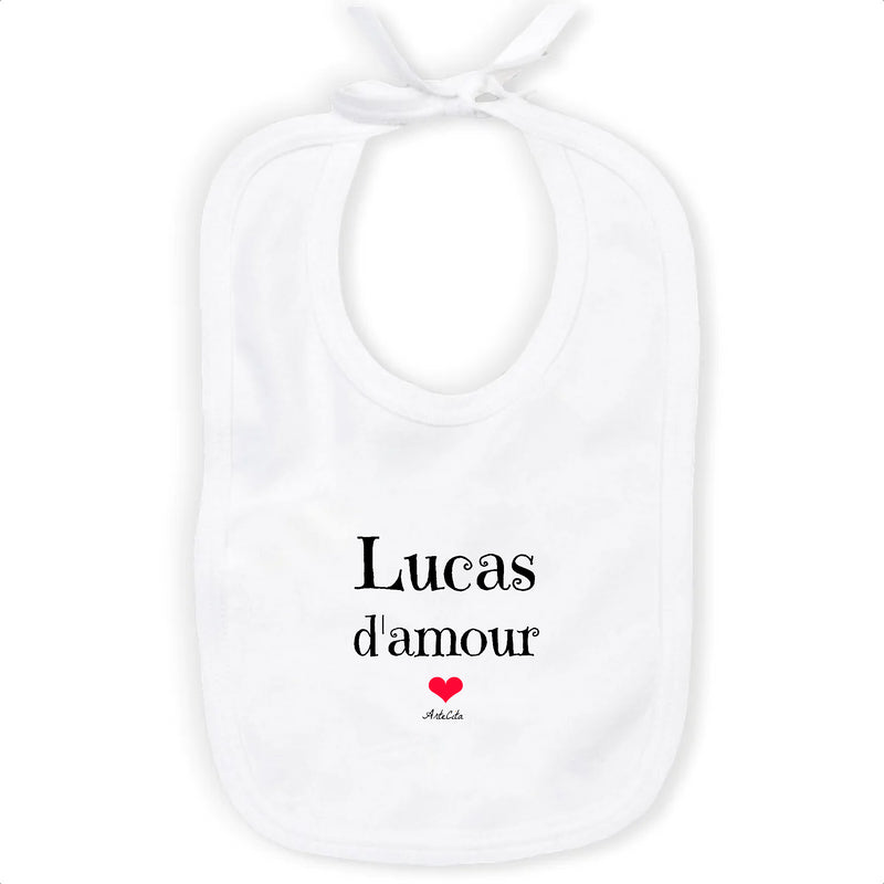Cadeau anniversaire : Bavoir - Lucas d'amour - Coton Bio - Cadeau Original & Tendre - Cadeau Personnalisable - Cadeaux-Positifs.com -Unique-Blanc-