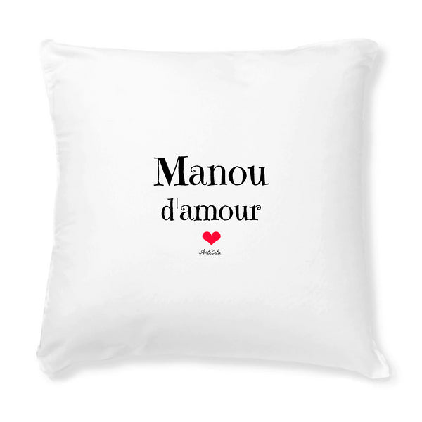 Coussin - Manou d'amour - Avec rembourrage - Cadeau Unique & Tendre - Cadeau Personnalisable - Cadeaux-Positifs.com -Unique-Blanc-