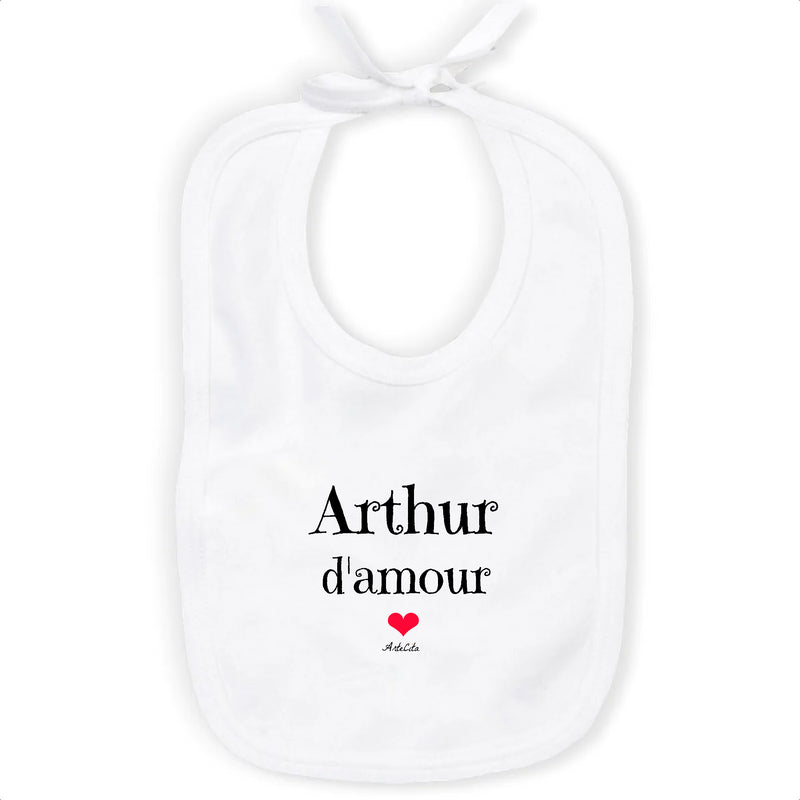 Cadeau anniversaire : Bavoir - Arthur d'amour - Coton Bio - Cadeau Original & Tendre - Cadeau Personnalisable - Cadeaux-Positifs.com -Unique-Blanc-