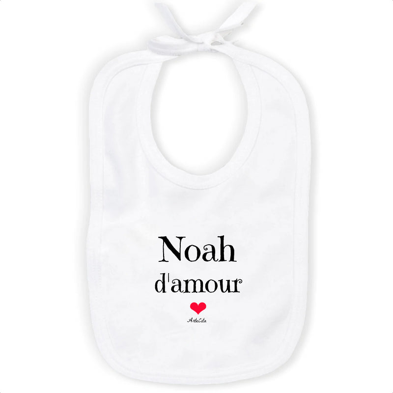 Cadeau anniversaire : Bavoir - Noah d'amour - Coton Bio - Cadeau Original & Tendre - Cadeau Personnalisable - Cadeaux-Positifs.com -Unique-Blanc-