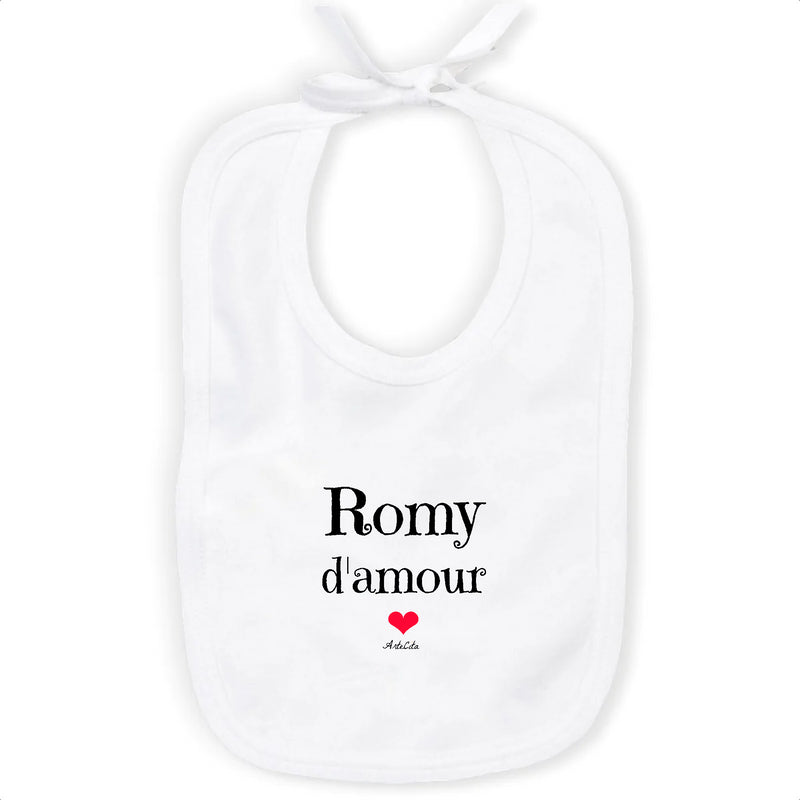 Cadeau anniversaire : Bavoir - Romy d'amour - Coton Bio - Cadeau Original & Tendre - Cadeau Personnalisable - Cadeaux-Positifs.com -Unique-Blanc-