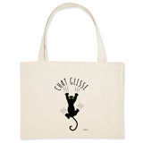 Grand Cabas - Chat Glisse - Matières recyclées - Cadeau Unique - Cadeau Personnalisable - Cadeaux-Positifs.com -Unique-Blanc-