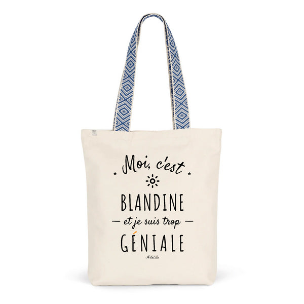 Tote Bag Premium - Blandine est trop Géniale - 2 Coloris - Durable - Cadeau Personnalisable - Cadeaux-Positifs.com -Unique-Bleu-