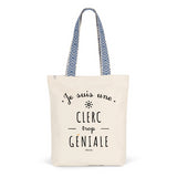 Tote Bag Premium - Clerc trop Géniale - 2 Coloris - Cadeau Durable - Cadeau Personnalisable - Cadeaux-Positifs.com -Unique-Bleu-