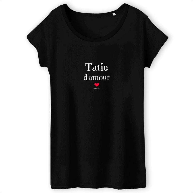 Cadeau anniversaire : T-Shirt - Tatie d'amour - Coton Bio - 3 Coloris - Cadeau Tendre - Cadeau Personnalisable - Cadeaux-Positifs.com -XS-Noir-