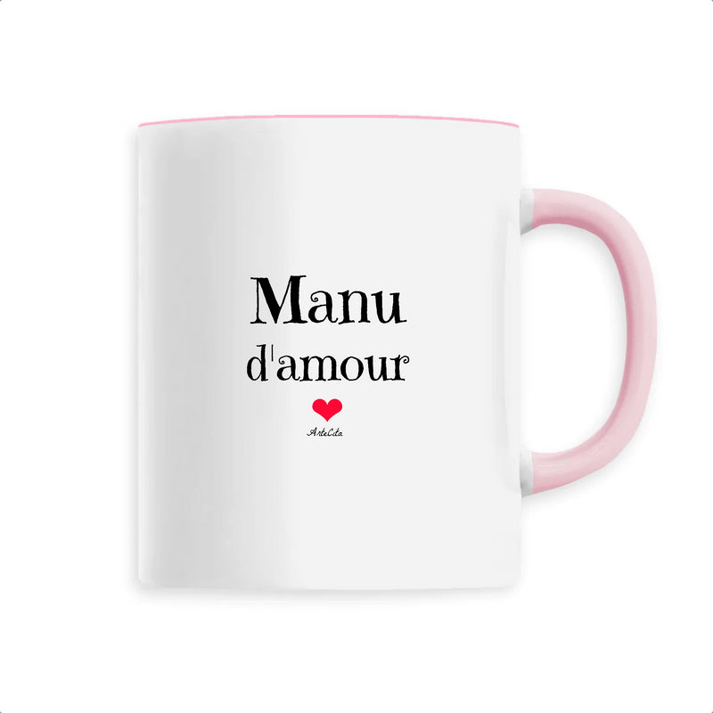 Cadeau anniversaire : Mug - Manu d'amour - 6 Coloris - Cadeau Original & Tendre - Cadeau Personnalisable - Cadeaux-Positifs.com -Unique-Rose-