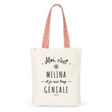 Tote Bag Premium - Melina est trop Géniale - 2 Coloris - Durable - Cadeau Personnalisable - Cadeaux-Positifs.com -Unique-Bleu-