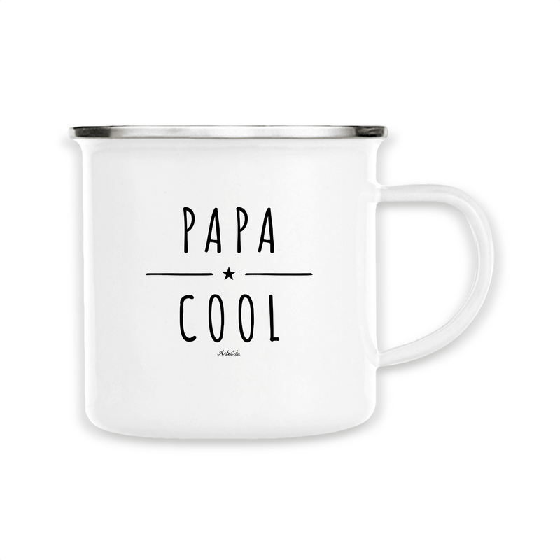 Cadeau anniversaire : Mug - Papa Cool - Métal émaillé - Cadeau Original - Cadeau Personnalisable - Cadeaux-Positifs.com -Unique-Blanc-