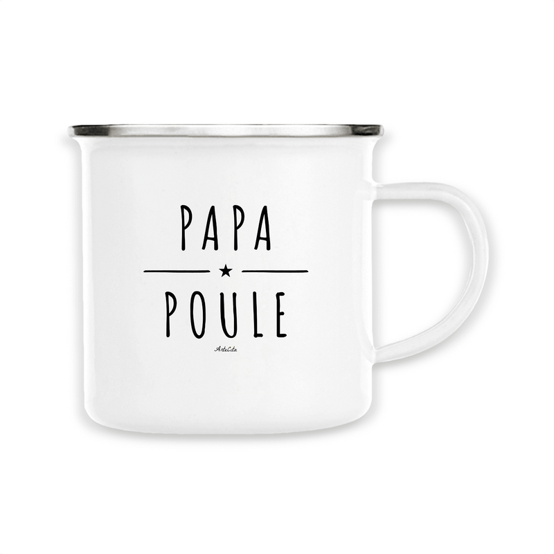 Cadeau anniversaire : Mug - Papa Poule - Métal émaillé - Cadeau Original - Cadeau Personnalisable - Cadeaux-Positifs.com -Unique-Blanc-