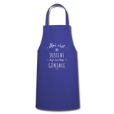 Tablier - Justine est trop Géniale - 7 Coloris - Cadeau Original - Cadeau Personnalisable - Cadeaux-Positifs.com -bleu royal-