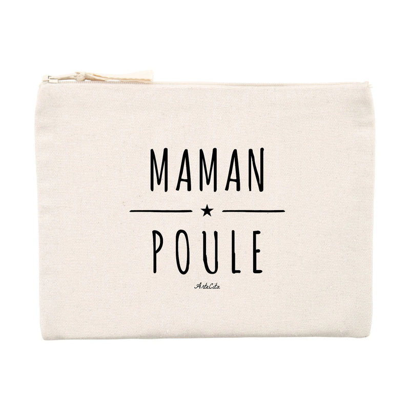 Cadeau anniversaire : Pochette - Maman Poule - 100% Matières Recyclées - Cadeau Original - Cadeau Personnalisable - Cadeaux-Positifs.com -Unique-Beige-