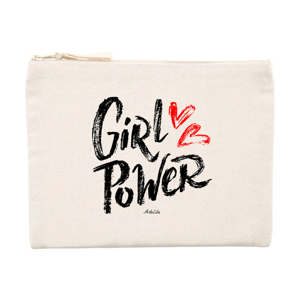 Pochette - Girl Power (Coeur) - Matières Recyclées - Cadeau Original - Cadeau Personnalisable - Cadeaux-Positifs.com -Unique-Beige-