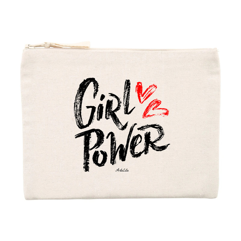 Cadeau anniversaire : Pochette - Girl Power (Coeur) - Matières Recyclées - Cadeau Original - Cadeau Personnalisable - Cadeaux-Positifs.com -Unique-Beige-