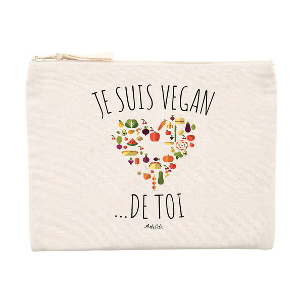Pochette - Je suis Vegan de toi - 100% Matières Recyclées - Cadeau Personnalisable - Cadeaux-Positifs.com -Unique-Beige-