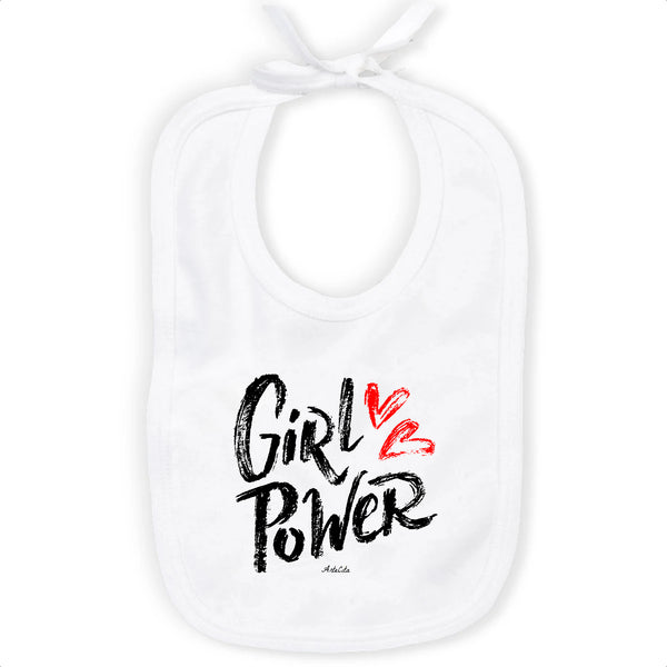 Bavoir - Girl Power - Coton Bio - Cadeau Original - Cadeau Personnalisable - Cadeaux-Positifs.com -Unique-Blanc-