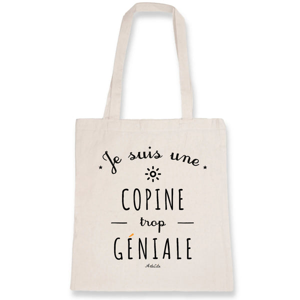 Tote Bag - Une Copine trop Géniale - Coton Bio - Cadeau Original - Cadeau Personnalisable - Cadeaux-Positifs.com -Unique-Blanc-